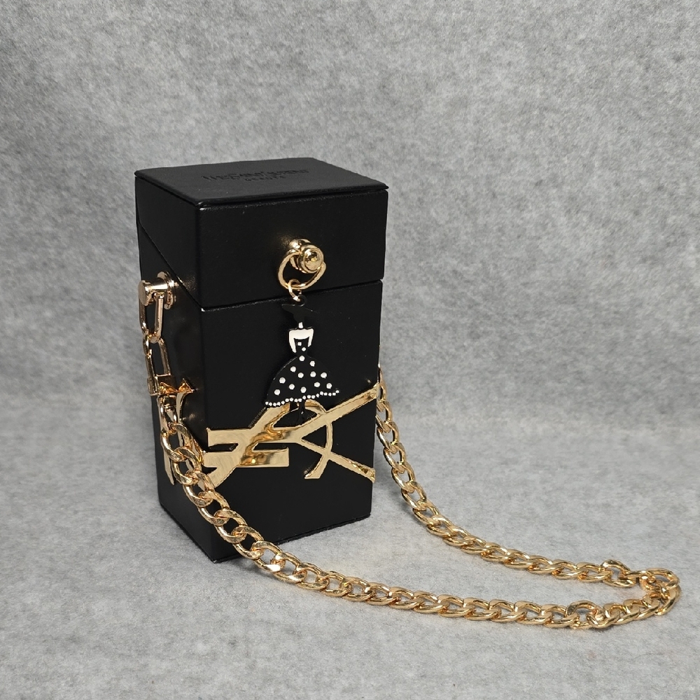 Yves Saint Laurent Black and Gold Chain Baby Bag